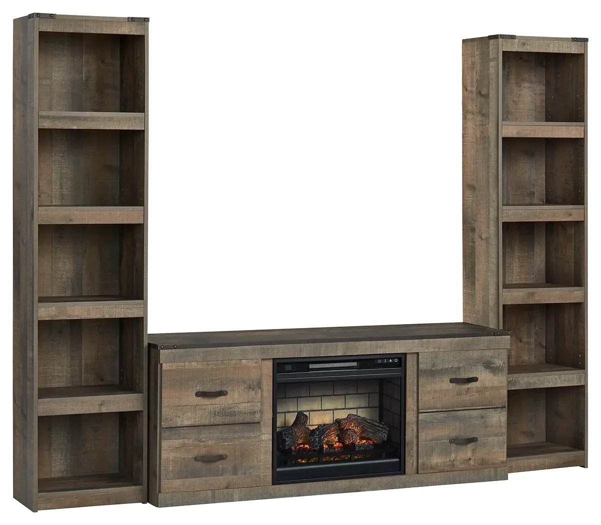 Trinell - 3-Piece Entertainment Center With Electric Fireplace - Brown by Unique Piece Furniture