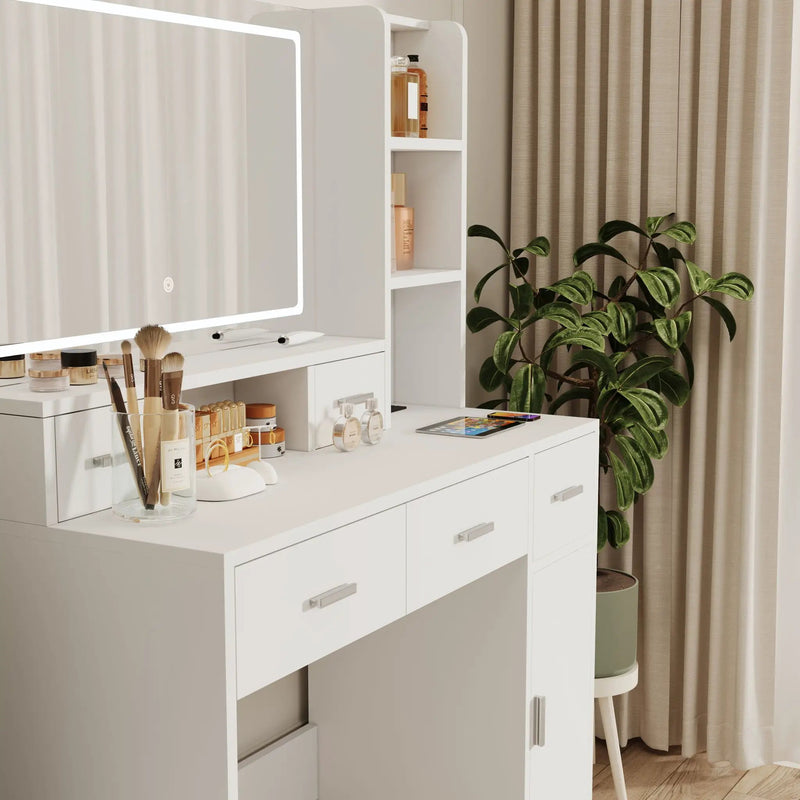 40.95" Newly Designed Smart Mirror Dressing Table With Drawers And Storage Cabinet, Dressing Table With Dressing Pad For Bedroom, Dressing Room by HouseOfZazla
