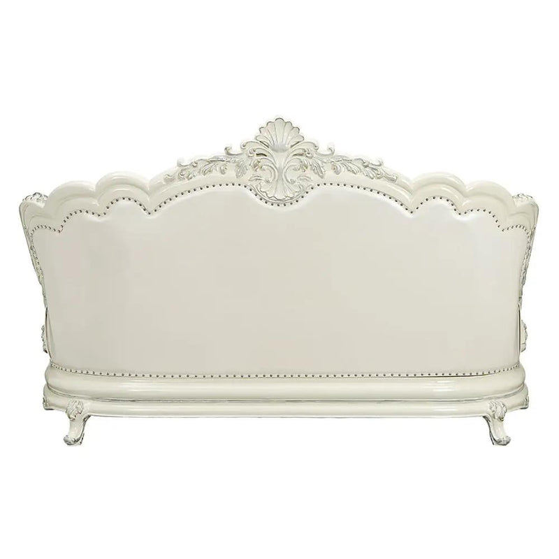 Adara - Sofa With 7 Pillows - Pearl White Synthetic Leather & Antique White by Unique Piece Furniture