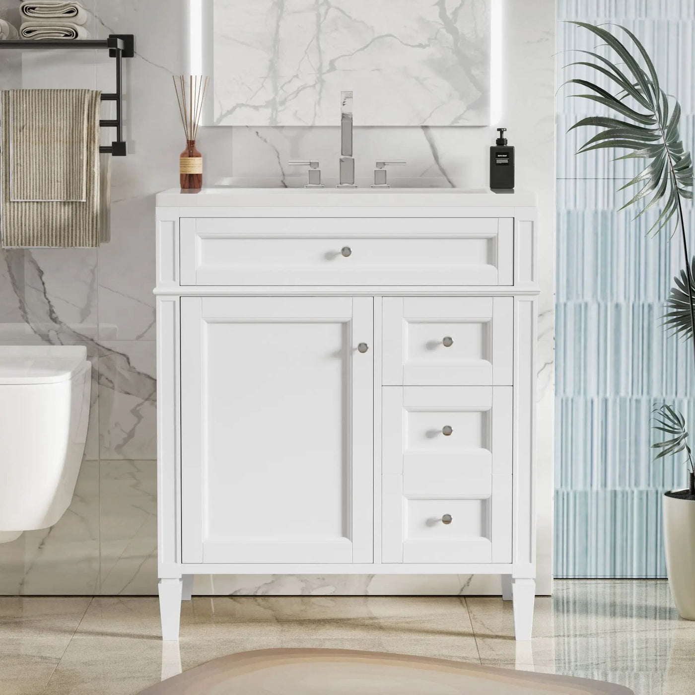 Bathroom Vanity With Top Sink, 2 Drawers & Tip Out Drawer by Unique Piece Furniture