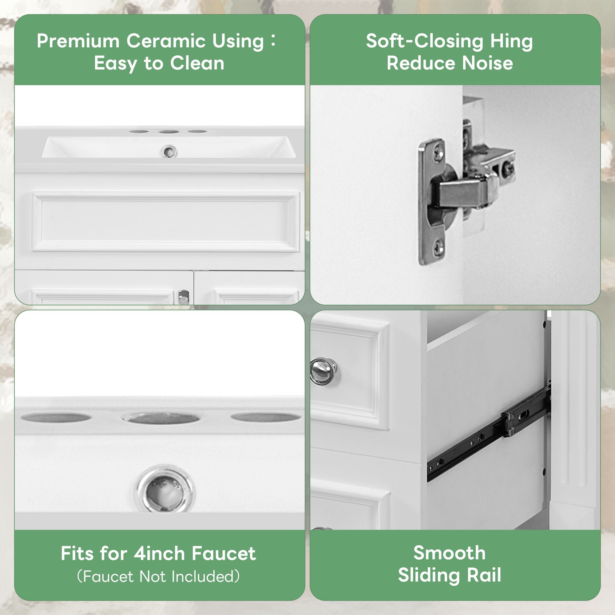 Bathroom Vanity With Sink, Compact Cabinet & 2 Drawers And Adjustable Shelf