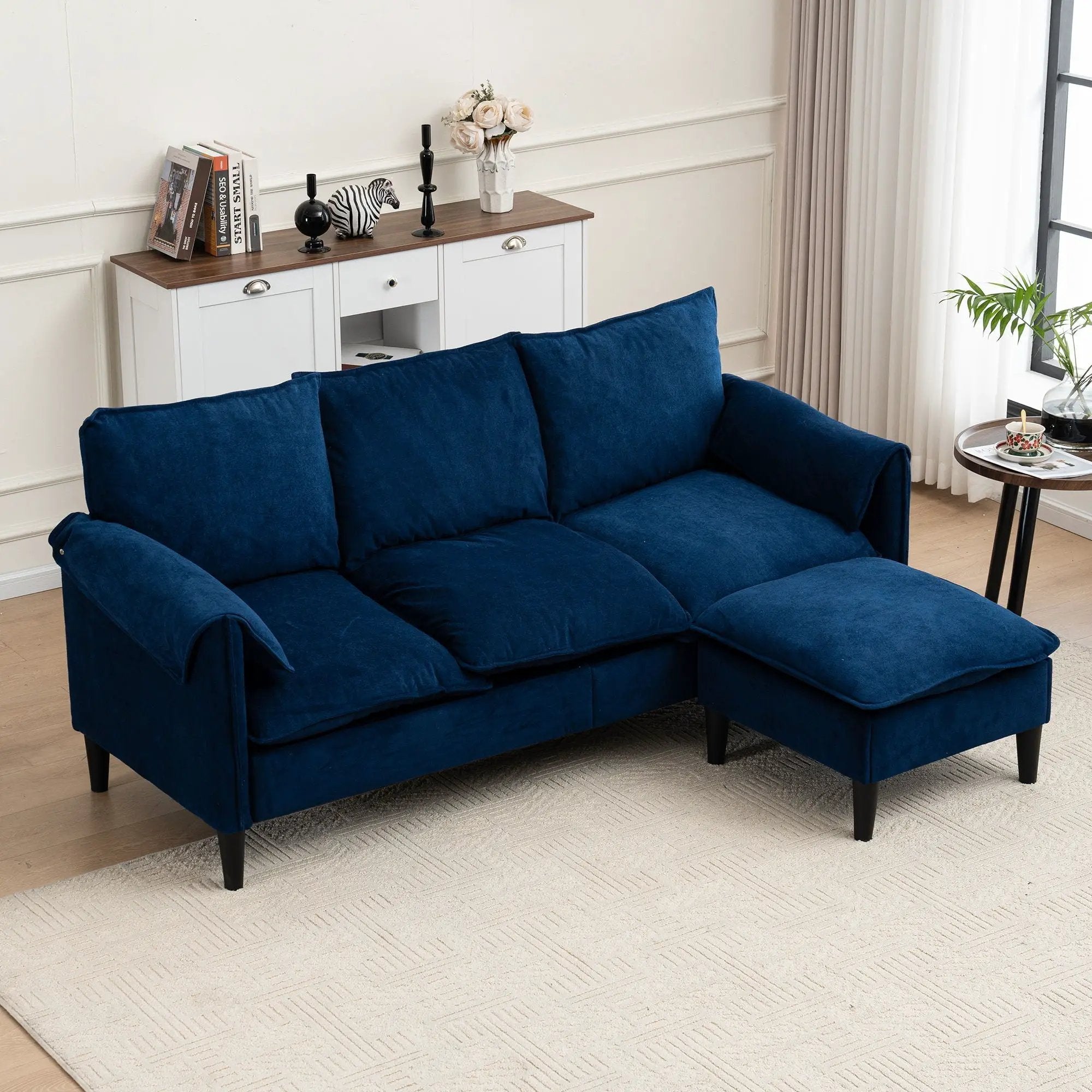 Convertible Combination Sofa With Footstools With Storage by HouseOfZazla