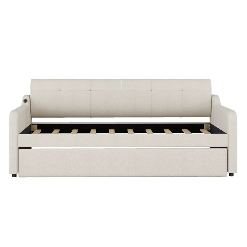 Upholstered Daybed With Trundle And USB Charging by Unique Piece Furniture