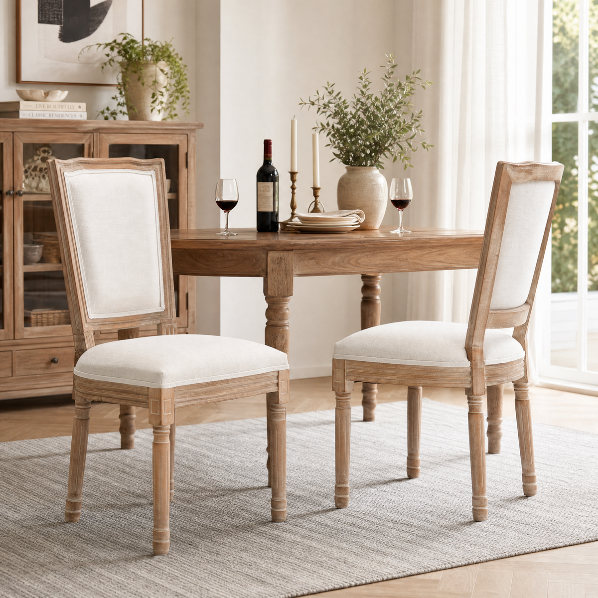 Farmhouse Solid Wood Frame Dining Chairs with Cushioned by HouseOfZazla
