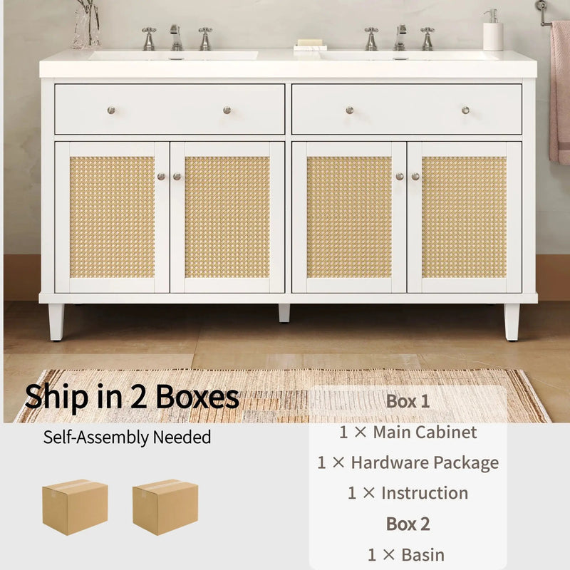 Bathroom Vanity With Double Sink, Large Storage Space by HouseOfZazla