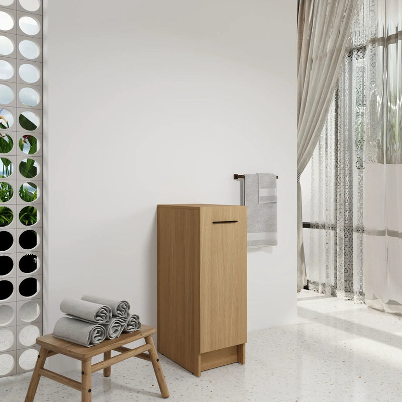 Slim Freestanding Bathroom Storage Cabinet - Light Oak by Unique Piece Furniture