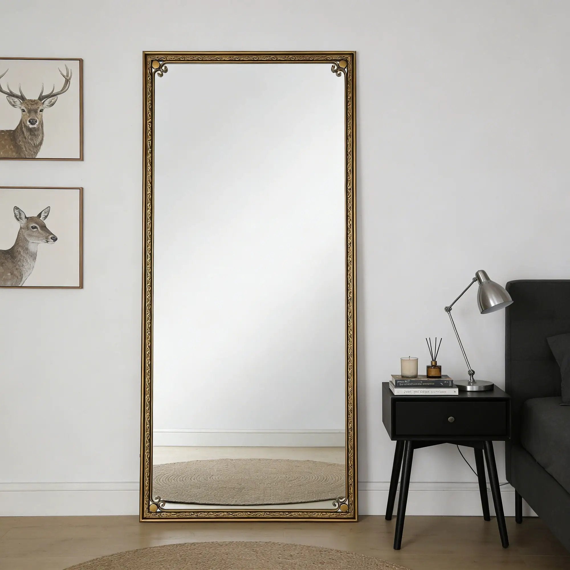 Full Length Mirror With Stand, Floor Standing Dressing - Antique Gold by HouseOfZazla