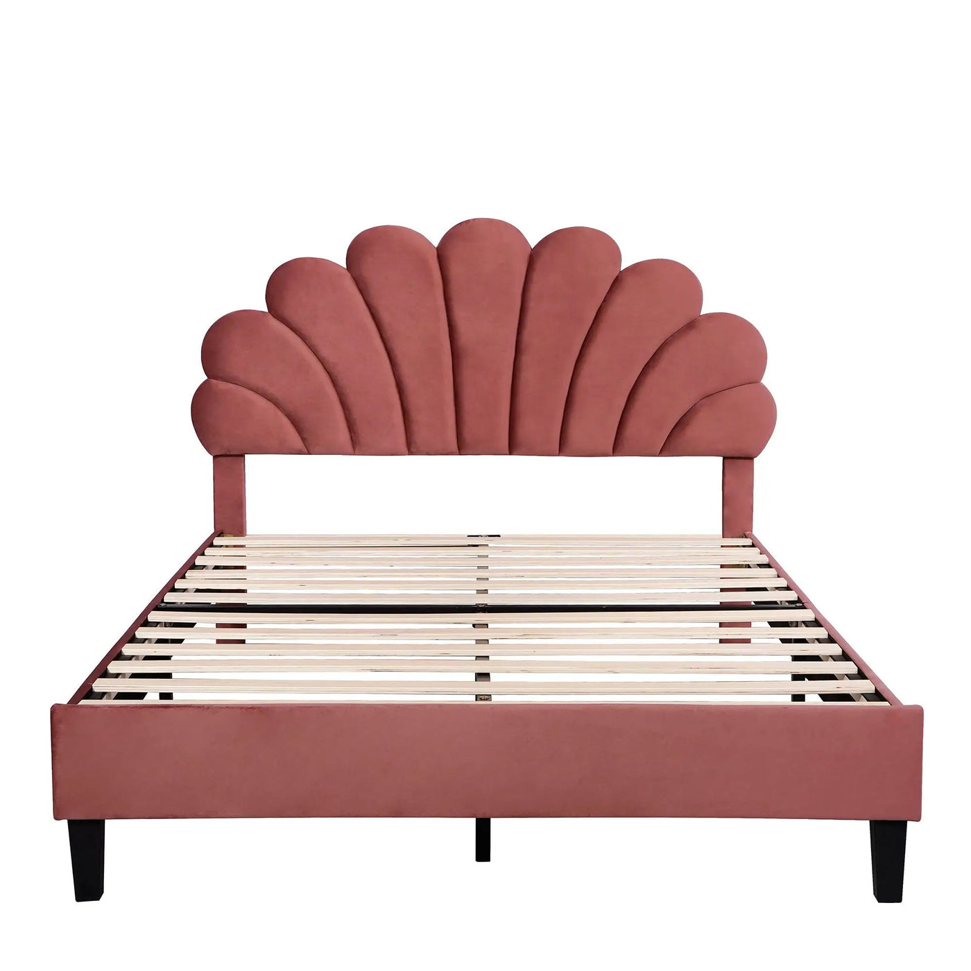 Upholstered Platform Bed With Flower Pattern Headboard by Unique Piece Furniture