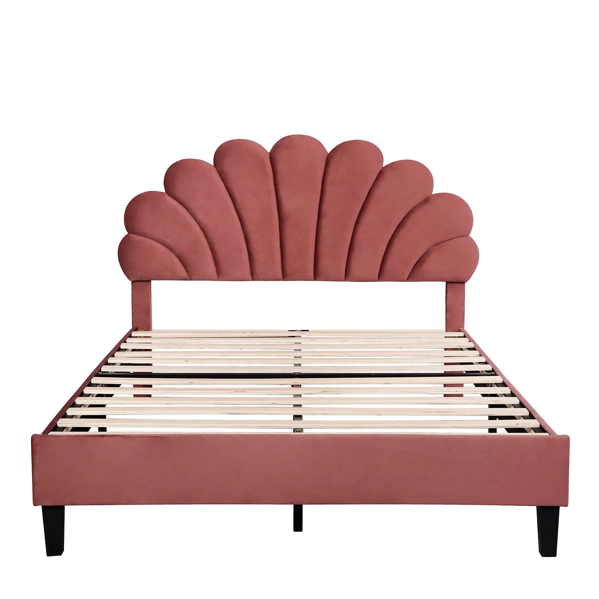 Upholstered Platform Bed With Flower Pattern Headboard by HouseOfZazla