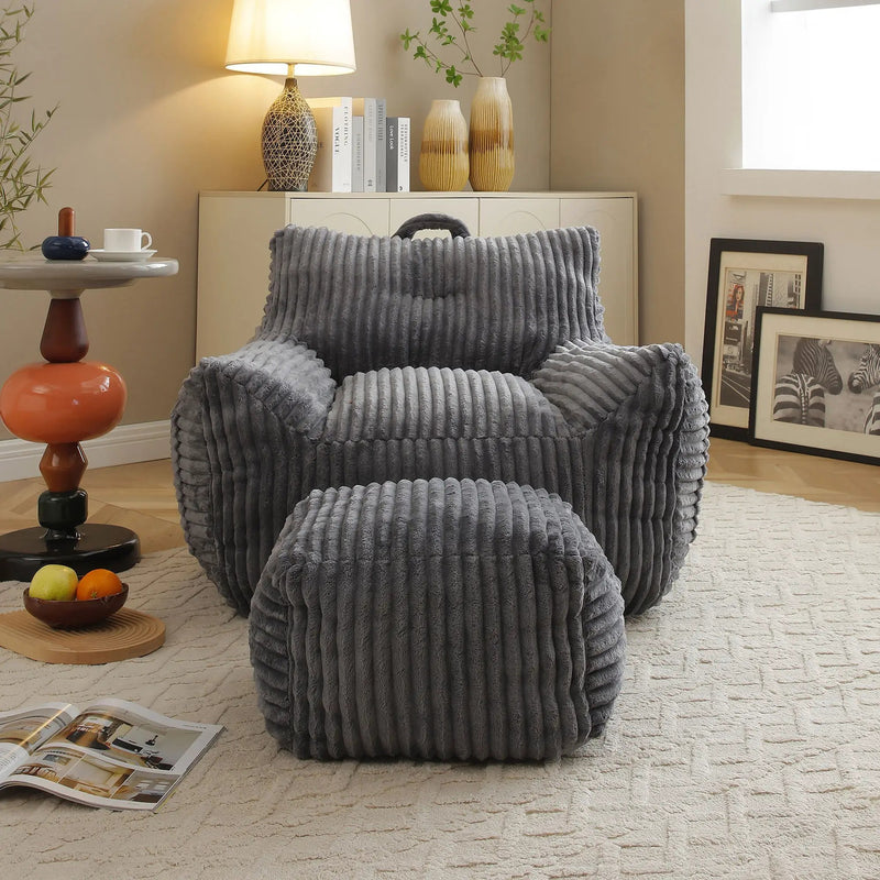 Giant Bean Bag Chair With Armrests And Footstool by HouseOfZazla