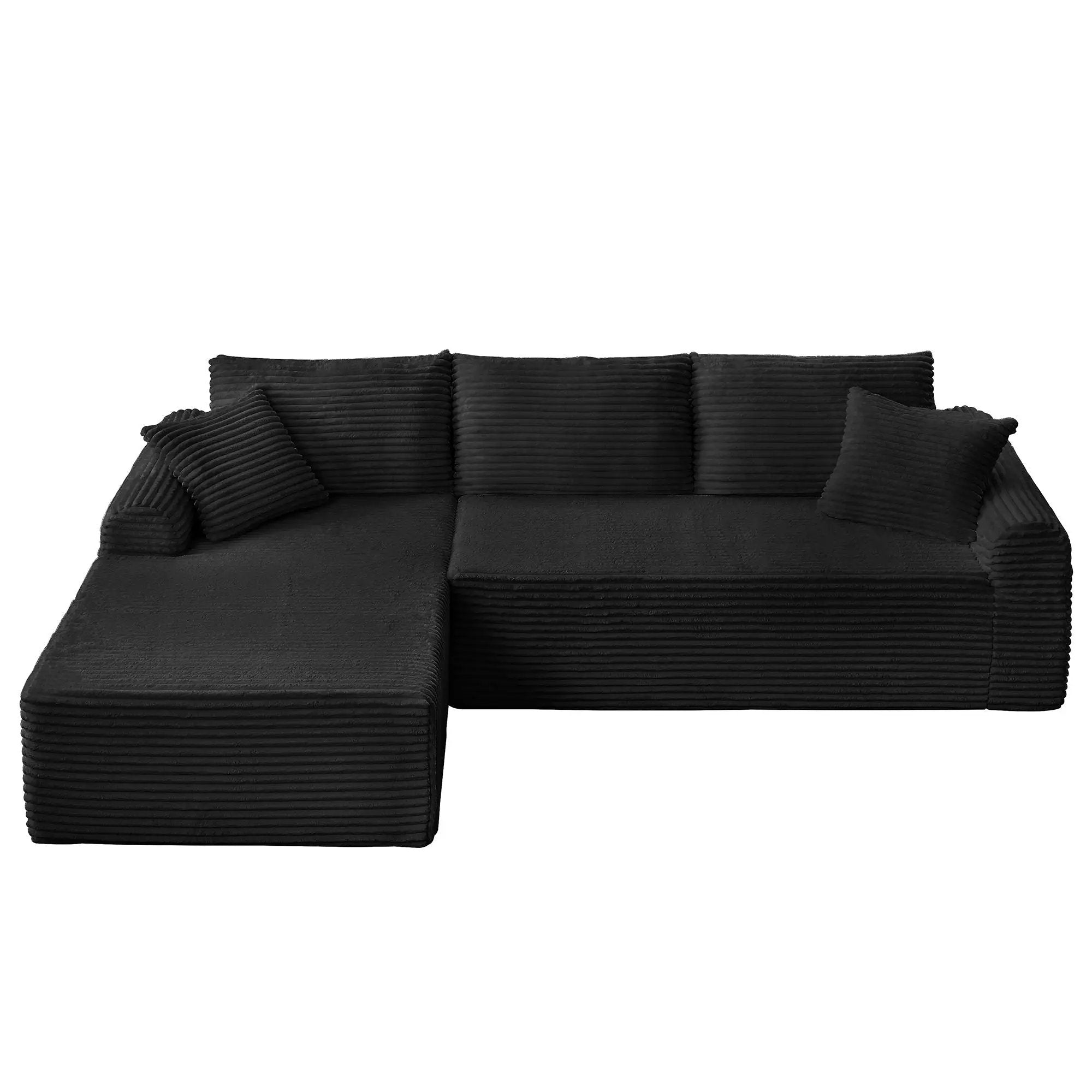 Modular Sectional With Arched Armrests, Includes 3 Back Cushions & 2 Throw Pillows by Unique Piece Furniture