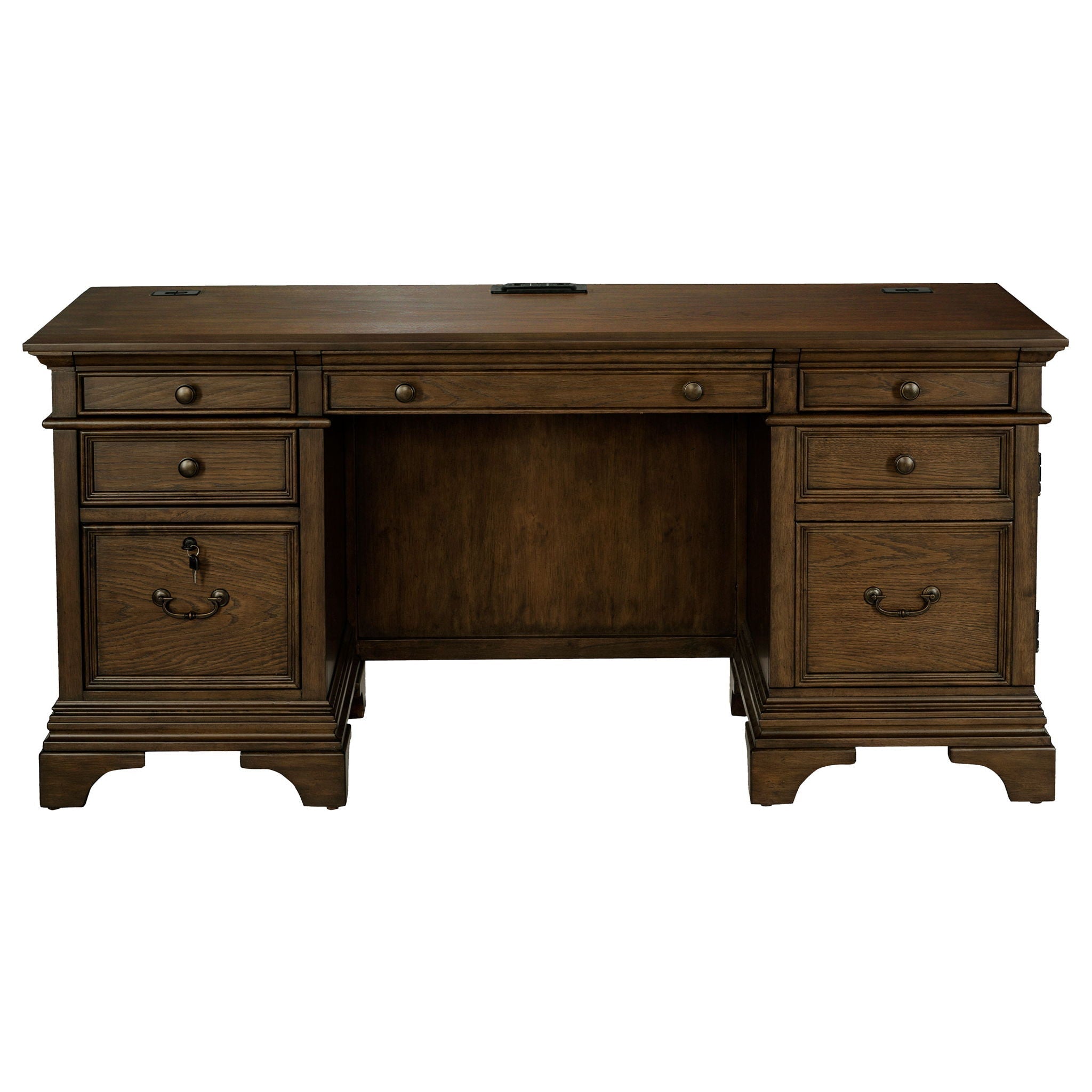 Stigham - 5 Drawer Credenza Office Desk - Oak by HouseOfZazla