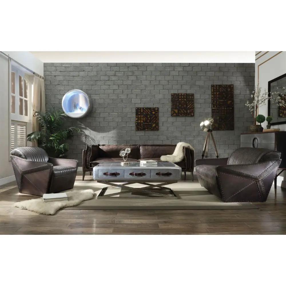 Porchester - Sofa - Distress Chocolate Top Grain Leather by Unique Piece Furniture