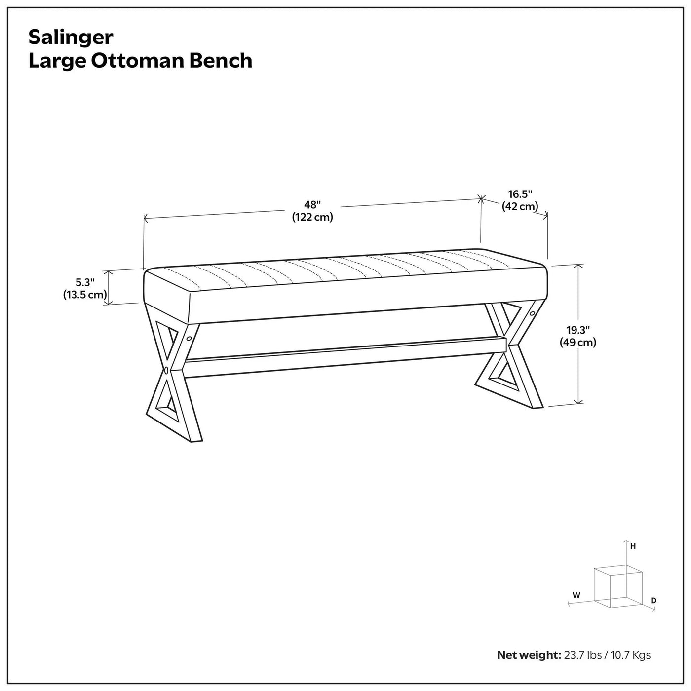 Salinger - Large Upholstered Ottoman Bench by Unique Piece Furniture
