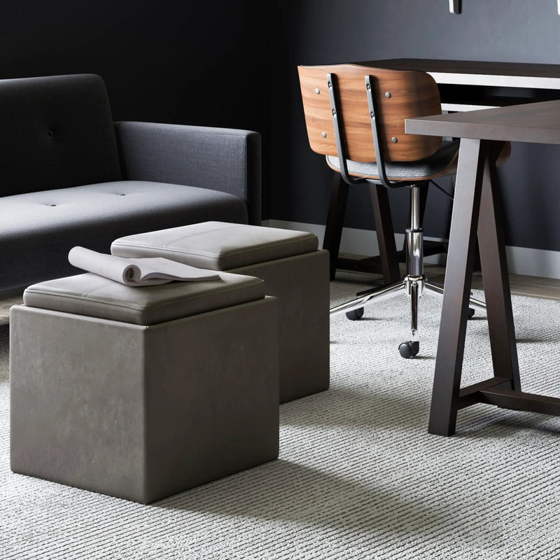Rockwood - Upholstered Cube Storage Ottoman With Tray by Unique Piece Furniture