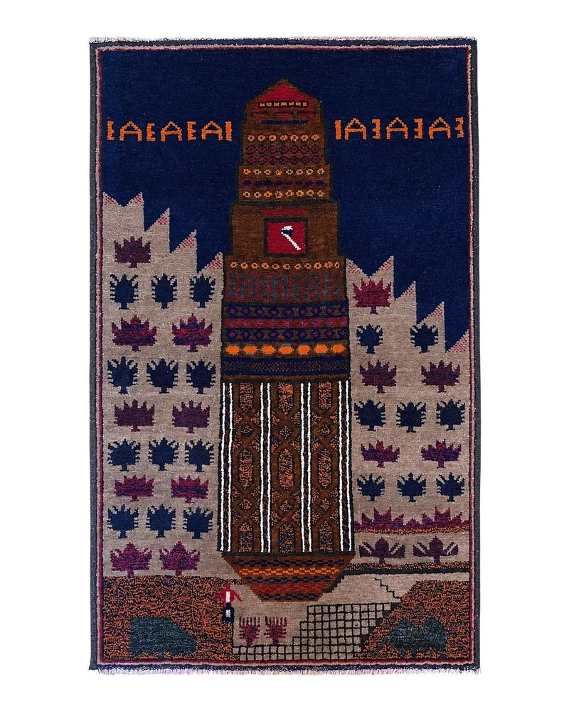 3 X 4.5 Vintage Handmade Tribal Wool Rug Baluchi Rug Afghan Rug Red Blue Beige by Jewel Rugs