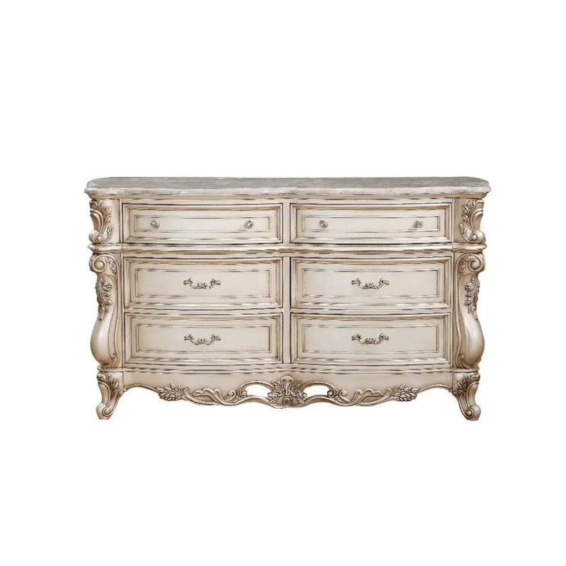 Gorsedd - Dresser With Marble Top - Marble Top & Golden Ivory by Unique Piece Furniture
