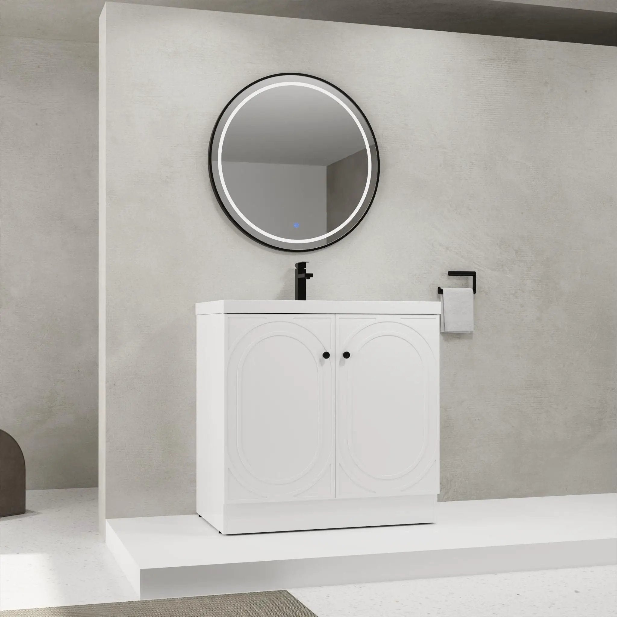 Contemporary Freestanding Bathroom Vanity With Resin Sink & Soft-Close Cabinet Doors by HouseOfZazla