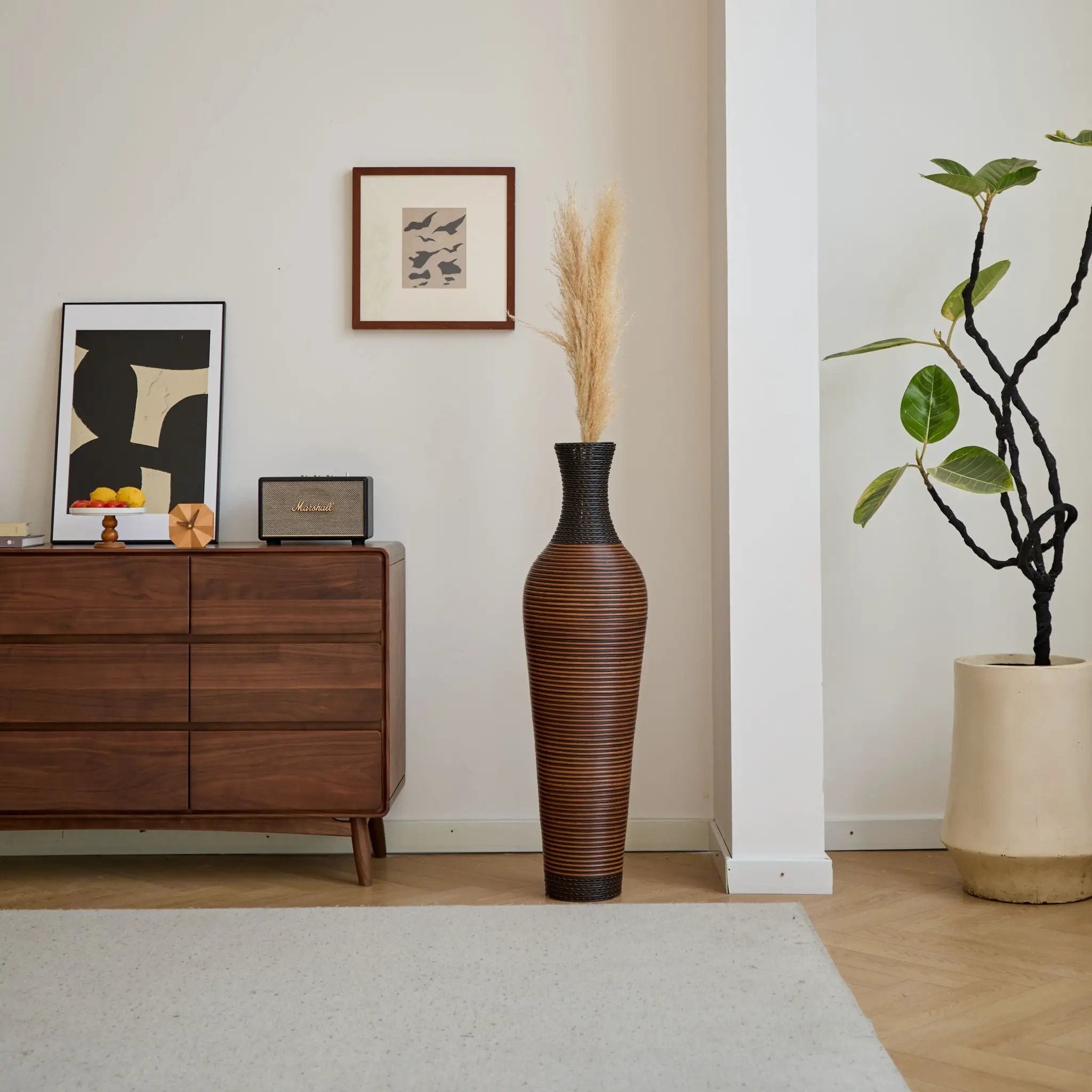 Tall Standing Designer Floor Vases With Elegant 2 Tone Finishes Ideal For Decorating Living Rooms, Bedrooms, Entryways Perfect For Decorating Your Home - Black / Gray by HouseOfZazla