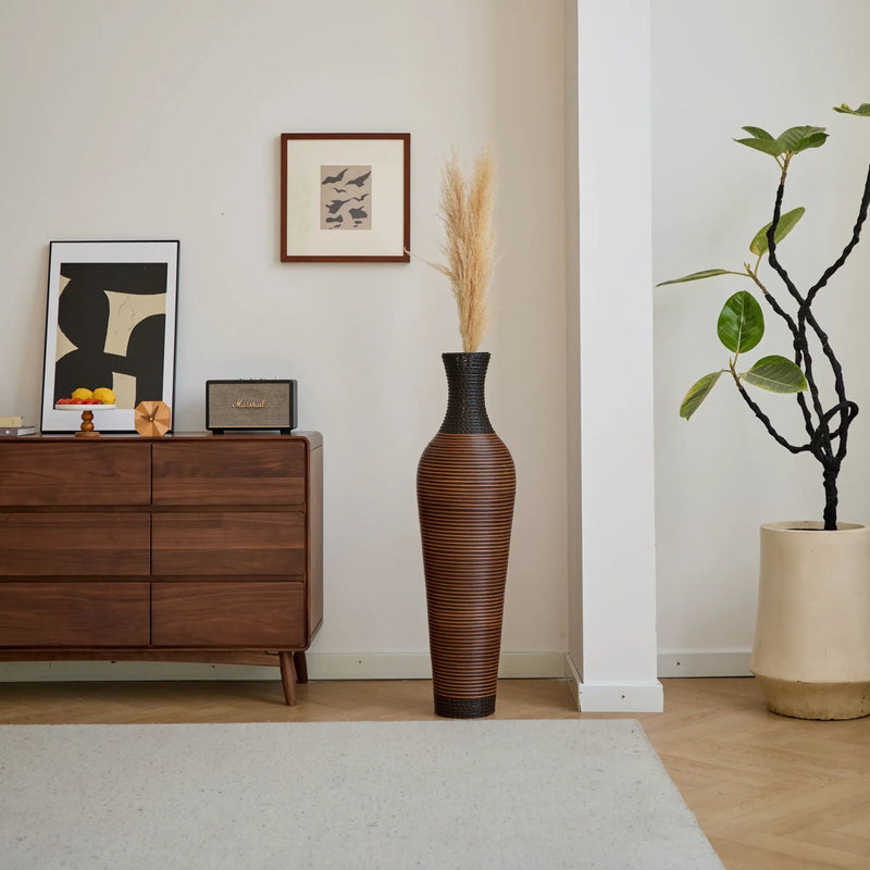 Tall Standing Designer Floor Vases With Elegant 2 Tone Finishes Ideal For Decorating Living Rooms, Bedrooms, Entryways Perfect For Decorating Your Home - Black / Gray by HouseOfZazla