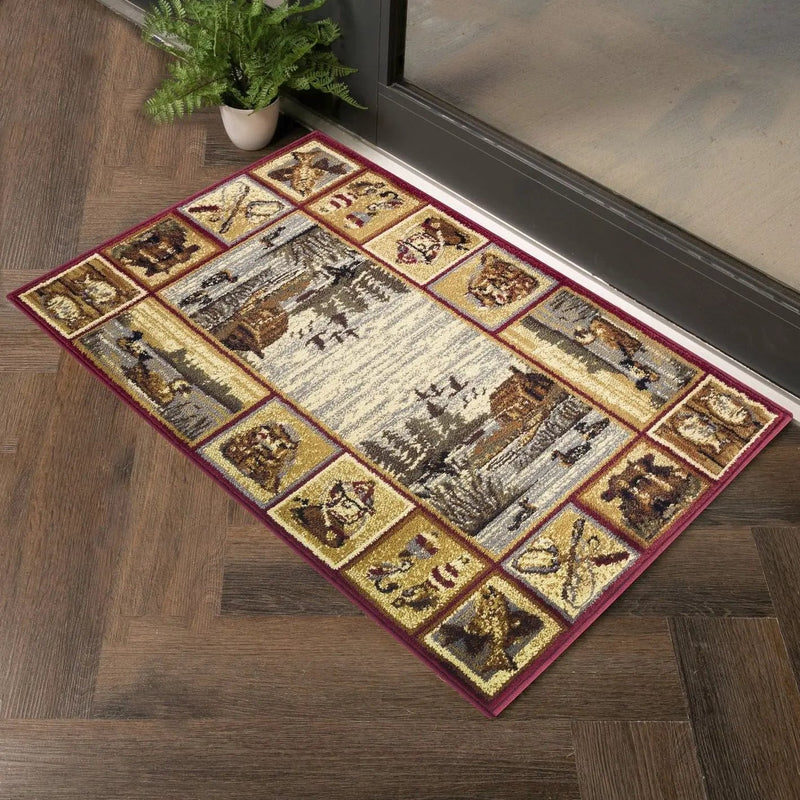 Nature's Nest - 5'3" X 7'3" Lodge Area Rug - Red by HouseOfZazla