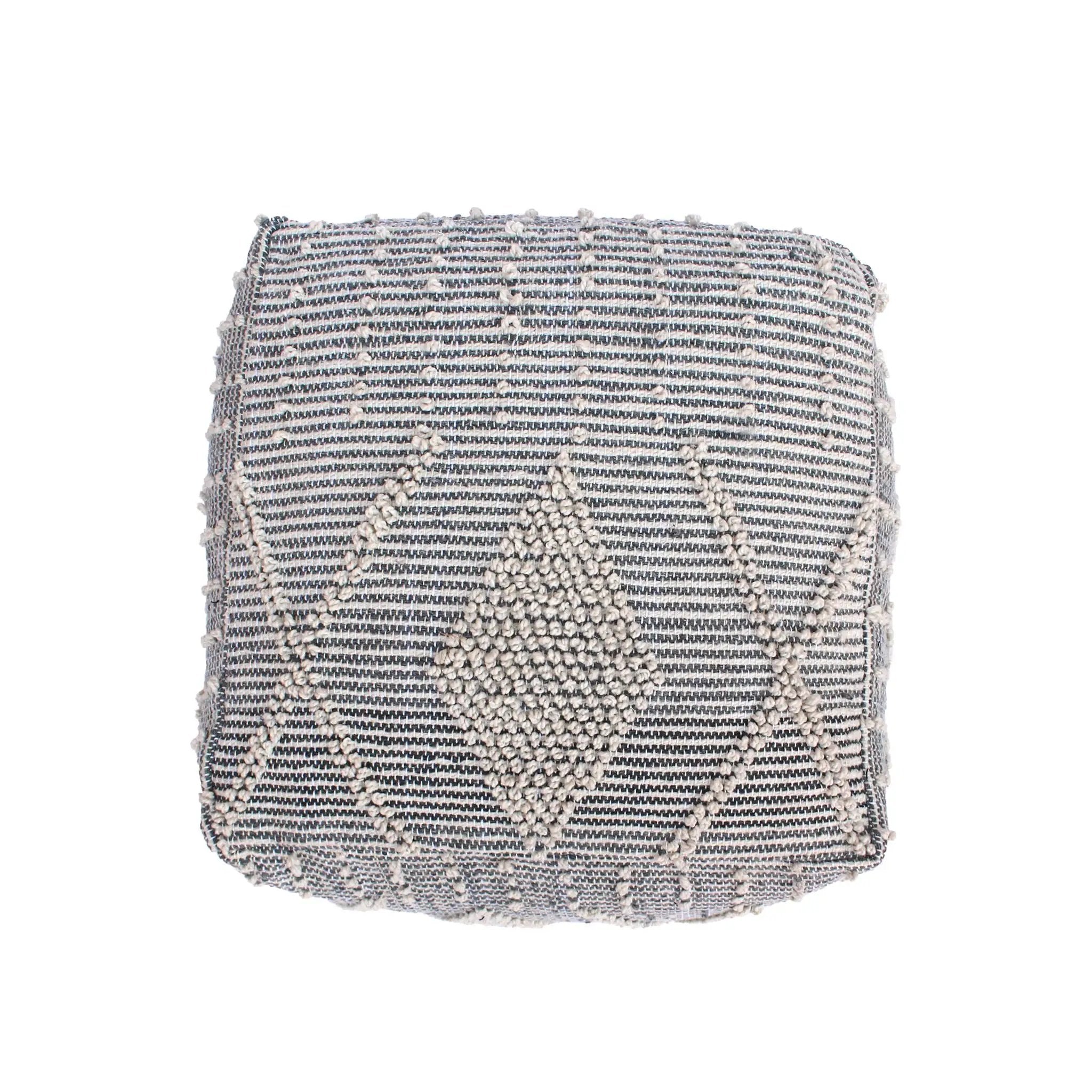 Diamond - Handcrafted Faux Yarn Pouf - Ivory / Gray by Unique Piece Furniture
