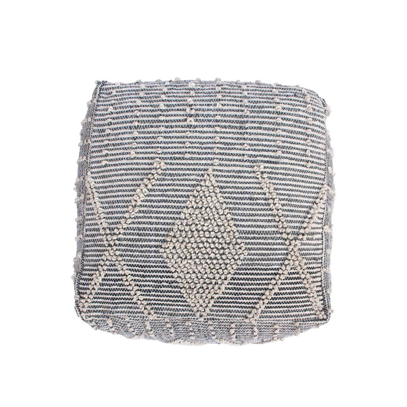 Diamond - Handcrafted Faux Yarn Pouf - Ivory / Gray by HouseOfZazla