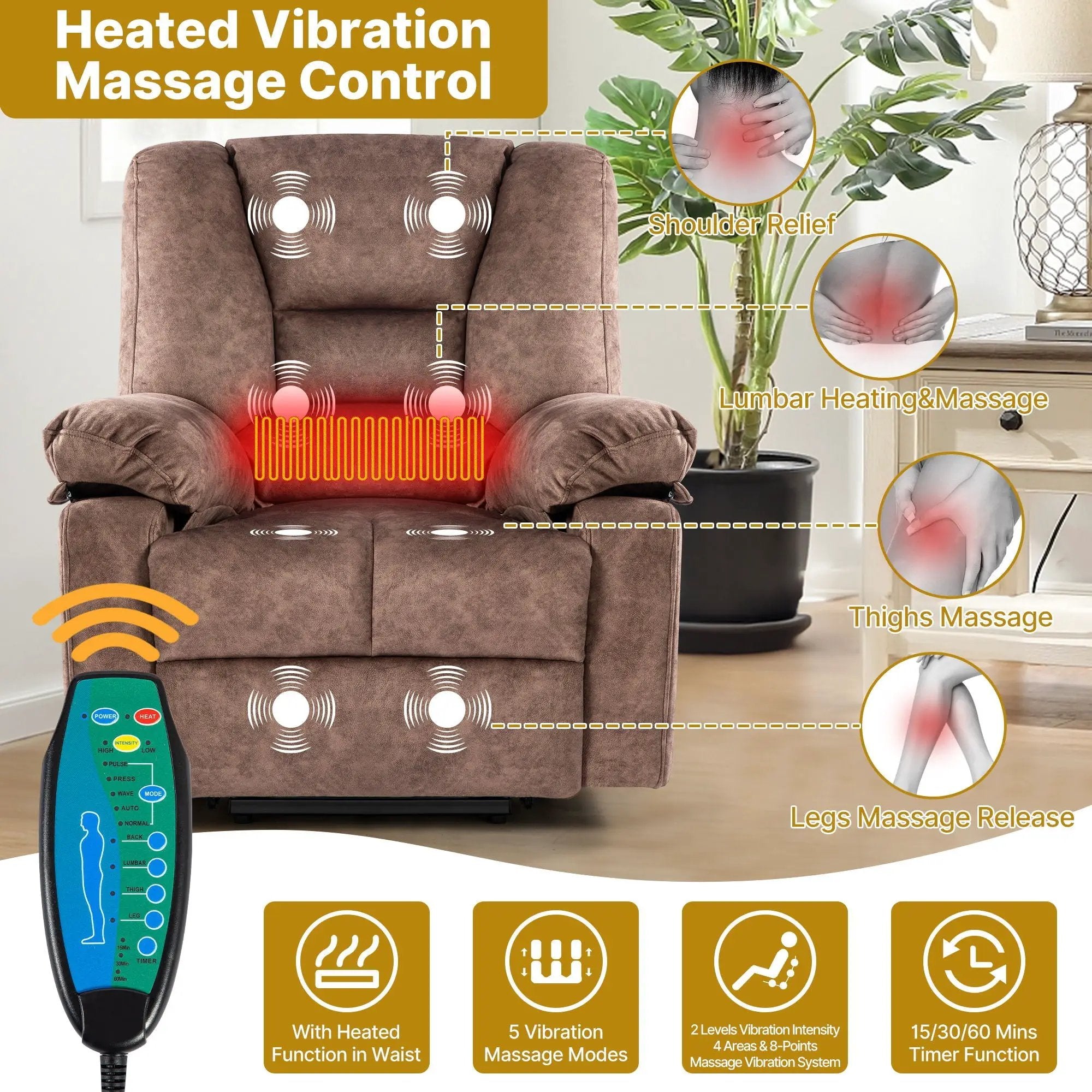 Power Lift Recliner Chair Sofa With Massage by HouseOfZazla