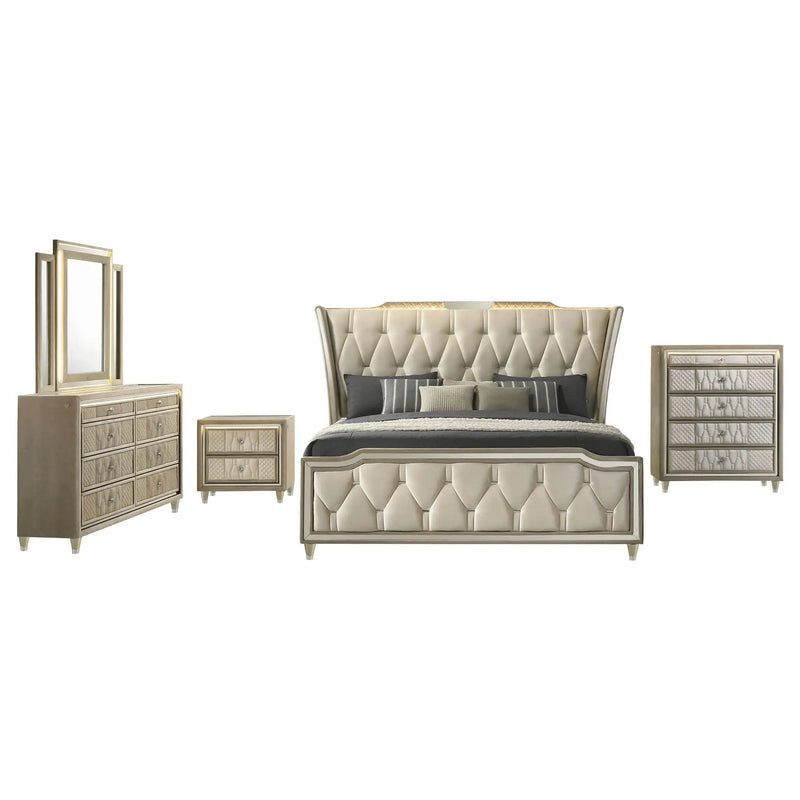 Lorient 5-piece Queen Bedroom Set Ivory and Camel by Unique Piece Furniture