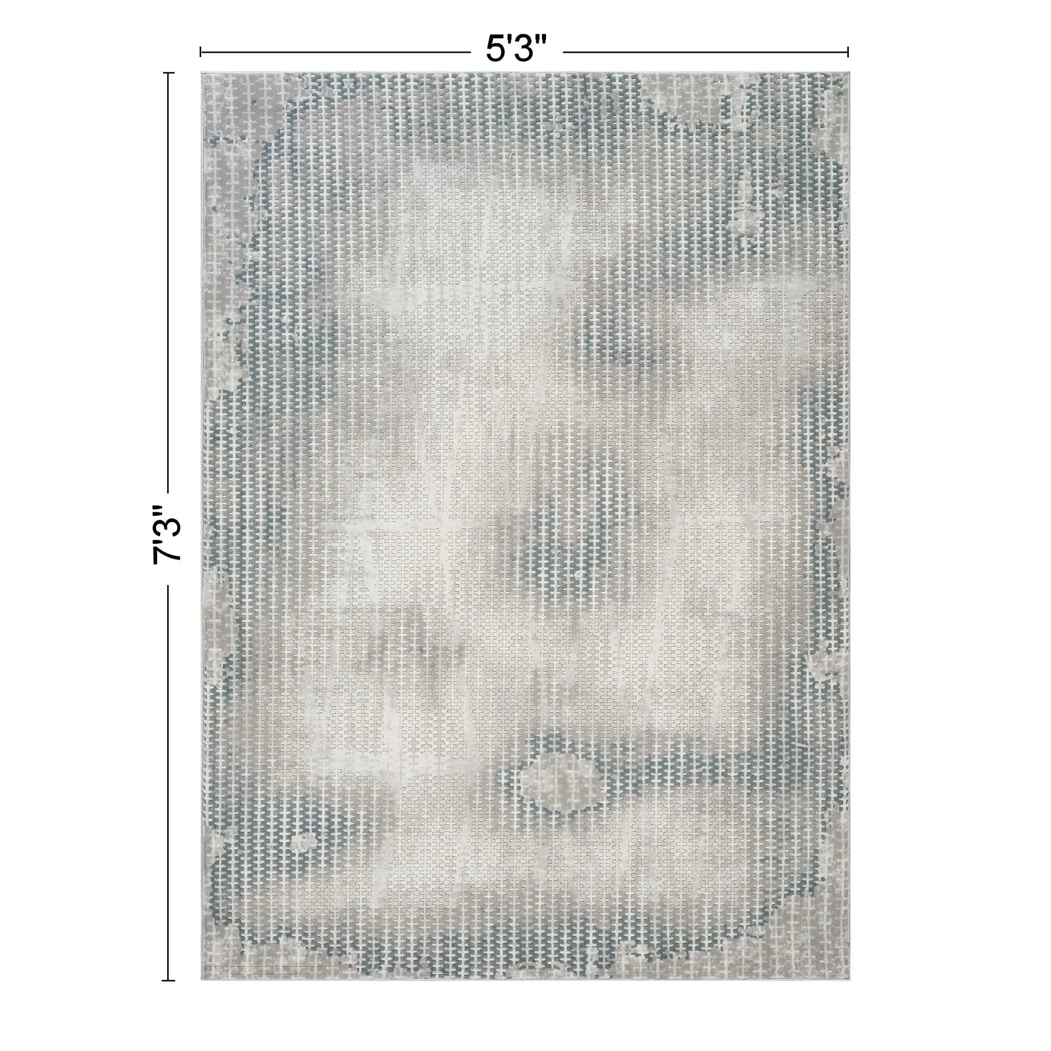 Geometrix - 5'3" X 7'3" Area Rug, Geometric 3D Effect - Ivory / Gray by Unique Piece Furniture