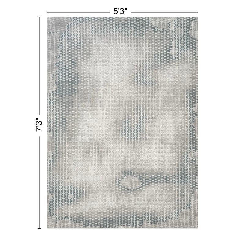 Geometrix - 5'3" X 7'3" Area Rug, Geometric 3D Effect - Ivory / Gray by Unique Piece Furniture