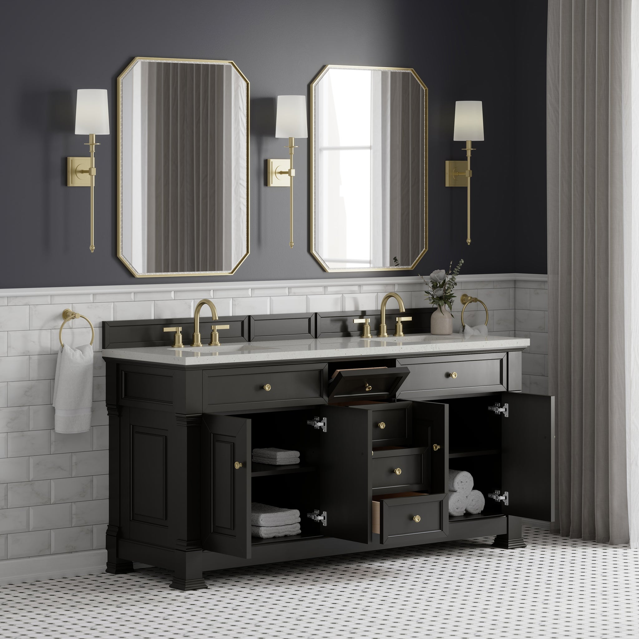 James Martin Brookfield 72" Double Bathroom Vanity, Black Onyx, view 24