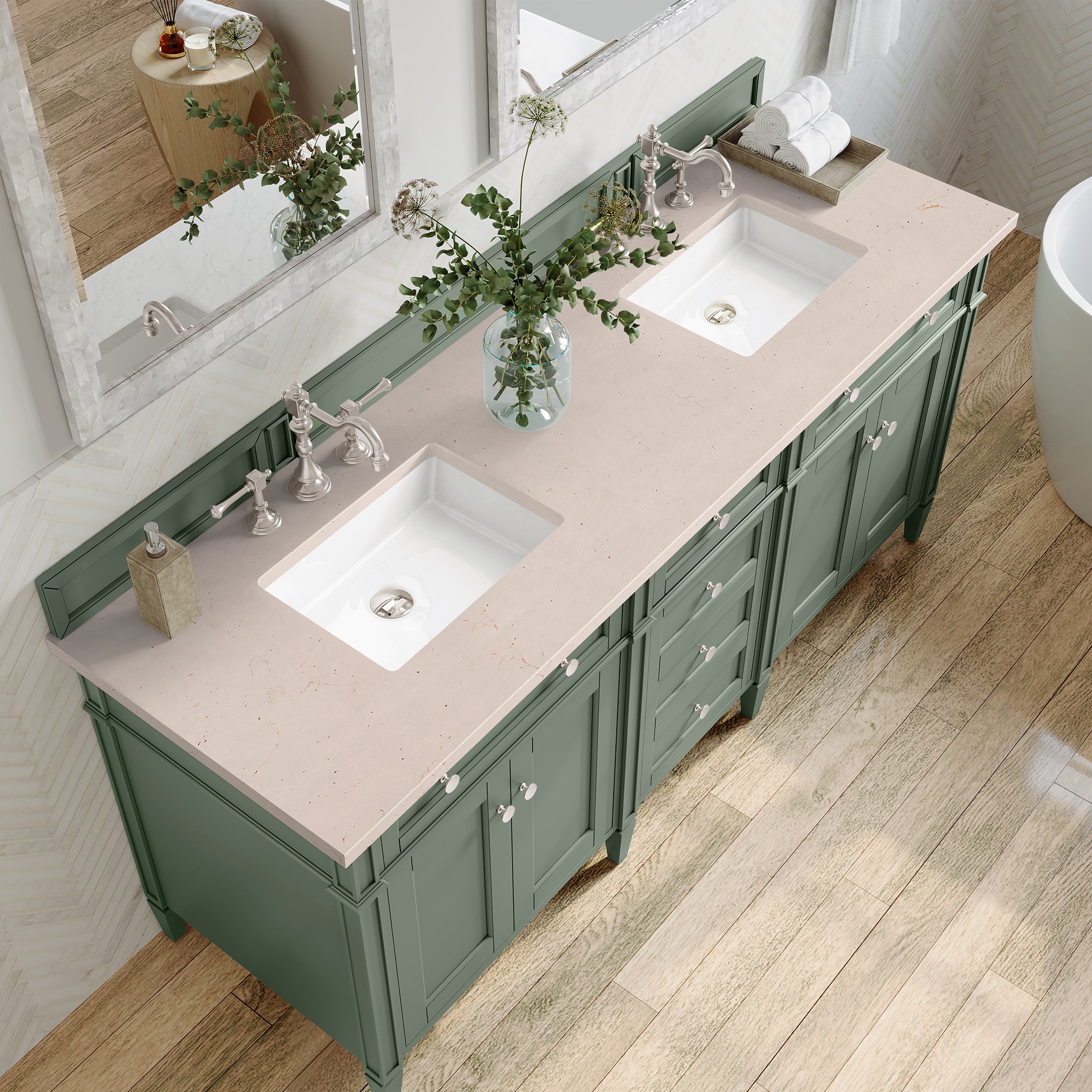 James Martin Brittany 72" Double Bathroom Vanity, Smokey Celadon, view 22