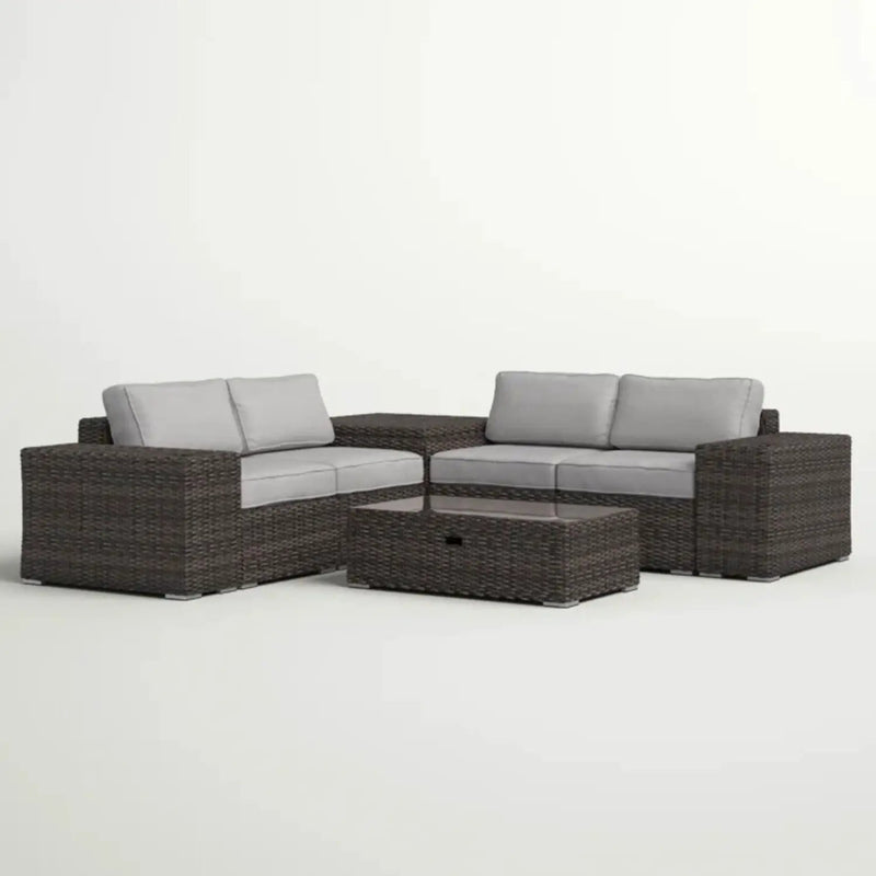 Modern Patio Rattan Sectional Set With Cushions by Unique Piece Furniture