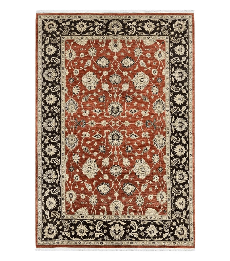 Pakistani Oriental Rug 6x9, Red, Floral Allover, Handmade Wool Rug, Peshawar Chobi Rug, Pak Persian Carpet 6 x 9 by Jewel Rugs