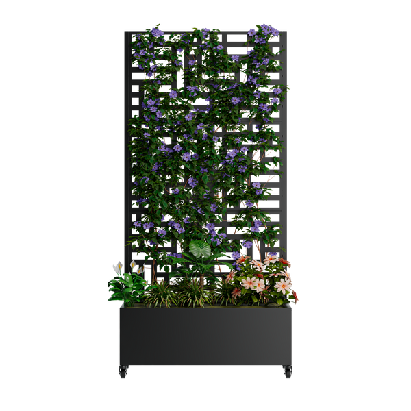 Metal Planter Box with Trellis, 73"x35"x16" Raised Garden Bed