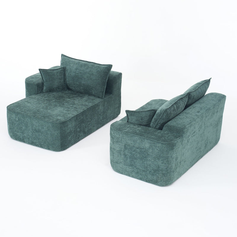 Modern Green Chenille L Shaped Sectional Sofa with Chaise by BLAKHOM