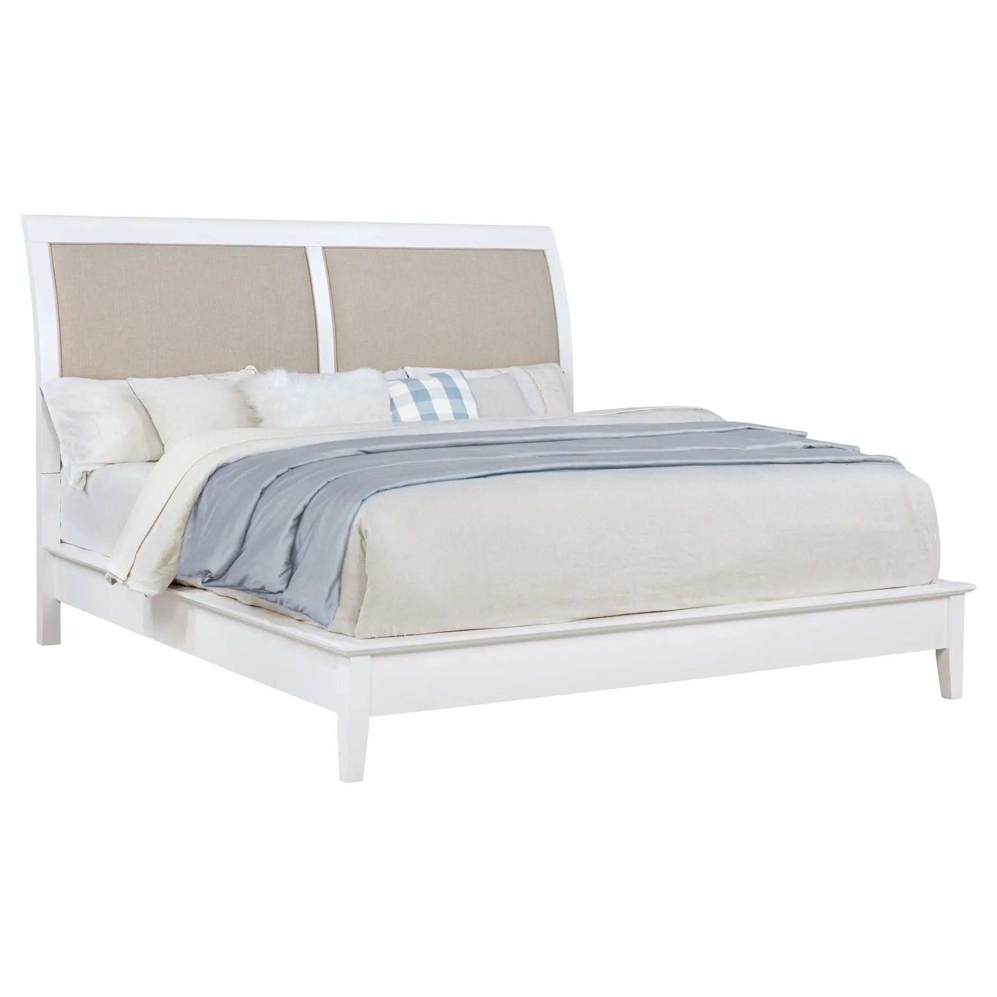 Bexhill 56-inch Upholstered Eastern King Panel Bed White by Unique Piece Furniture