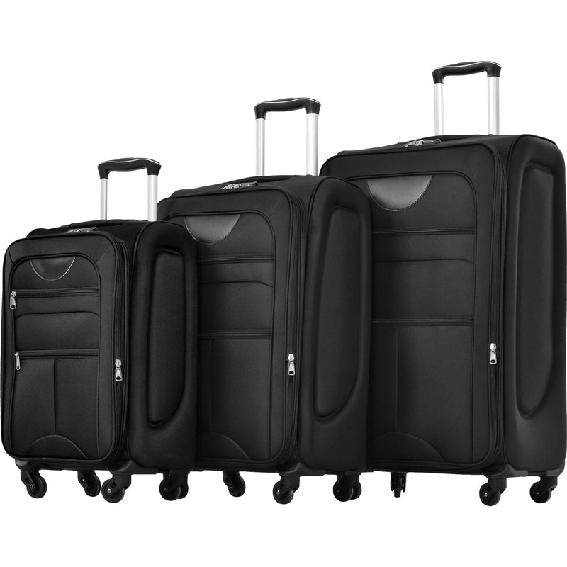 Softside Luggage Expandable 3 Piece Set Suitcase Upright Spinner Softshell Lightweight Luggage Travel Set by HouseOfZazla