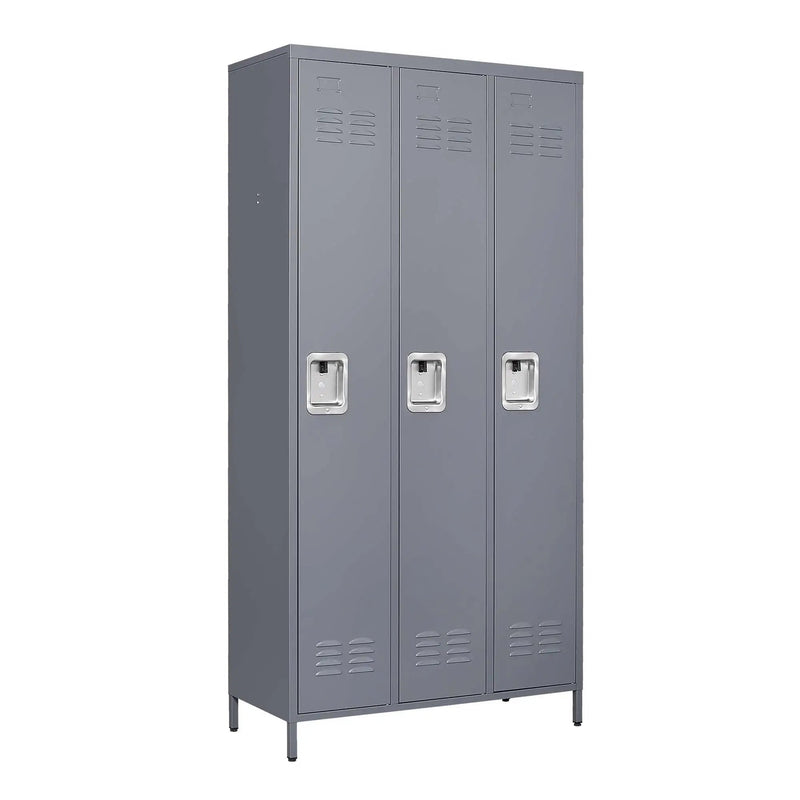 3 Door Lockers With Lock For Home, Gym, Office, School, And Garage - Gray by HouseOfZazla