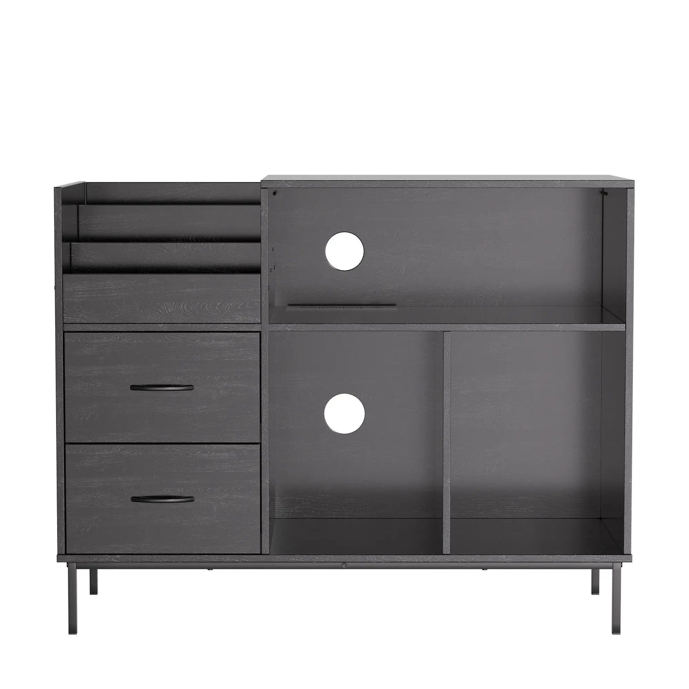 Eco-Friendly Vinyl Record Player Stand With Flip-Top Storage, Media Console With Dual Outlets And Dustproof Drawers by HouseOfZazla