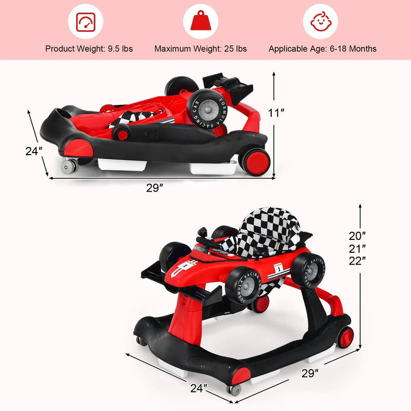 4-in-1 Foldable Activity Push Walker with Adjustable Height by DirectDeals
