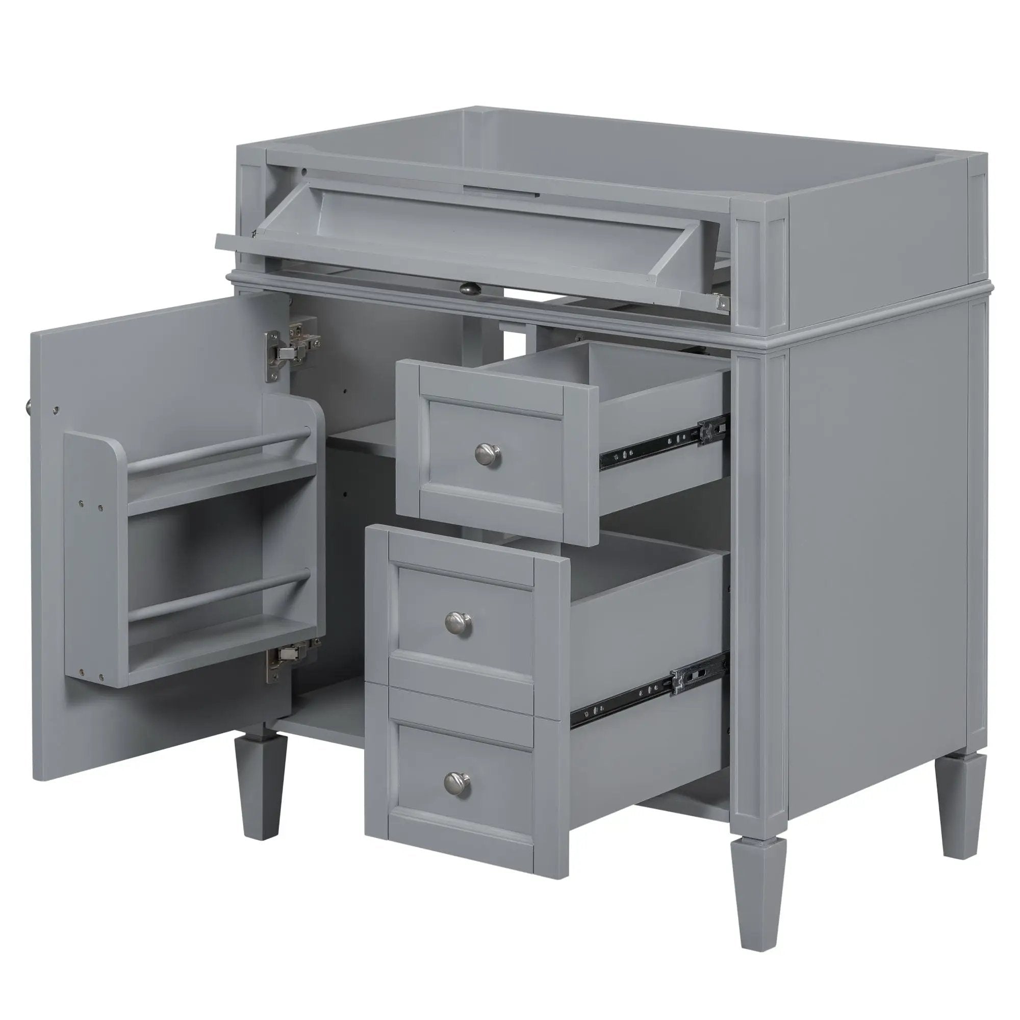 Bathroom Vanity With 2 Drawers And Tip-Out Drawer, Storage Cabinet by Unique Piece Furniture