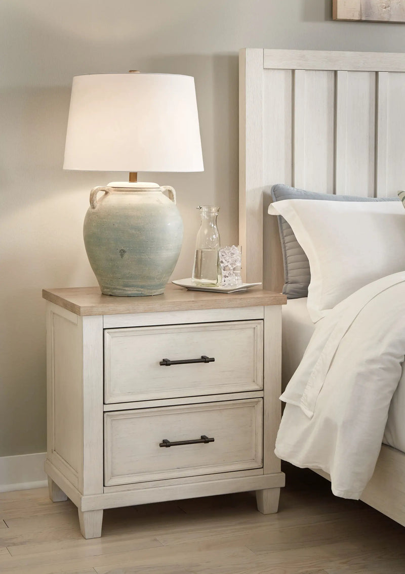 Shaybrock - Two Drawer Night Stand - Antique White / Brown by Unique Piece Furniture