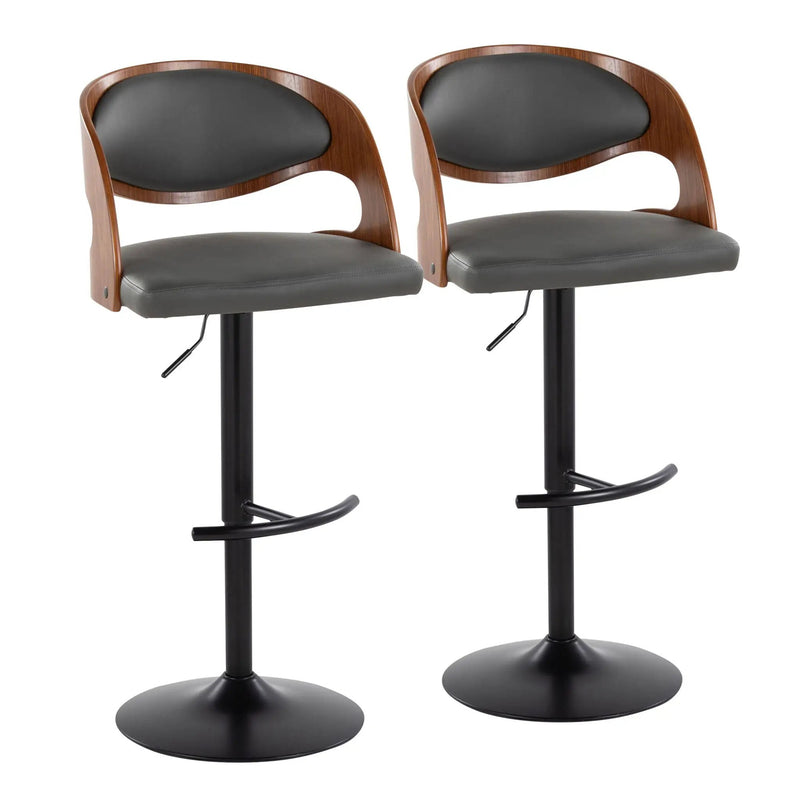Pino - Mid Century Modern Adjustable Barstool With Swivel With Rounded T Footrest (Set of 2) by Unique Piece Furniture