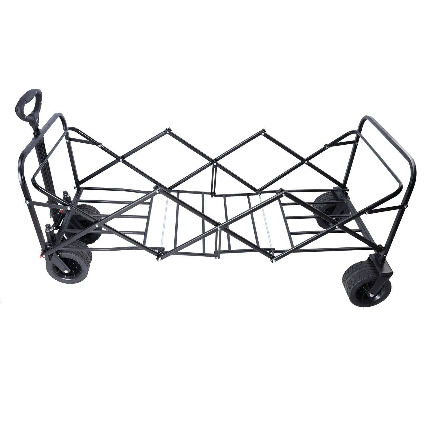 Big Large Capacity Folding Wagon Cart with Extender (Black + Orange) by HouseOfZazla