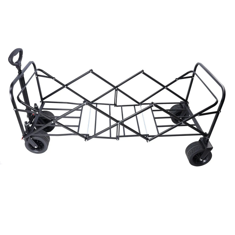 Big Large Capacity Folding Wagon Cart with Extender (Black + Orange) by HouseOfZazla