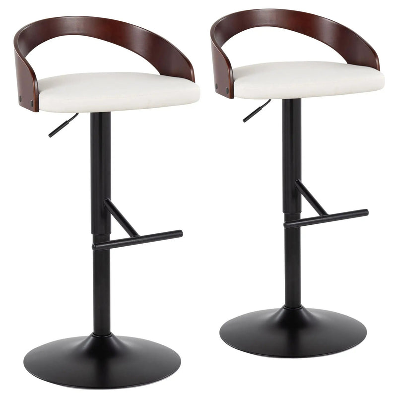 Grotto - Contemporary Adjustable Barstool With Swivel & Straight T Footrest (Set of 2) by Unique Piece Furniture