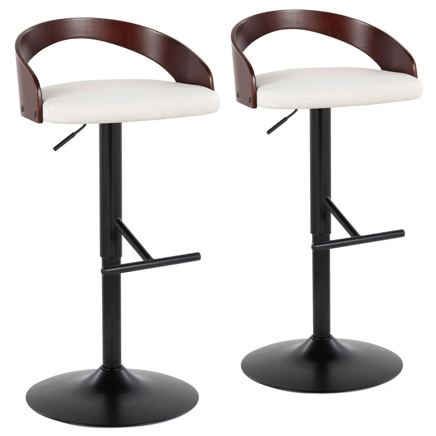 Grotto - Contemporary Adjustable Barstool With Swivel & Straight T Footrest (Set of 2) by HouseOfZazla