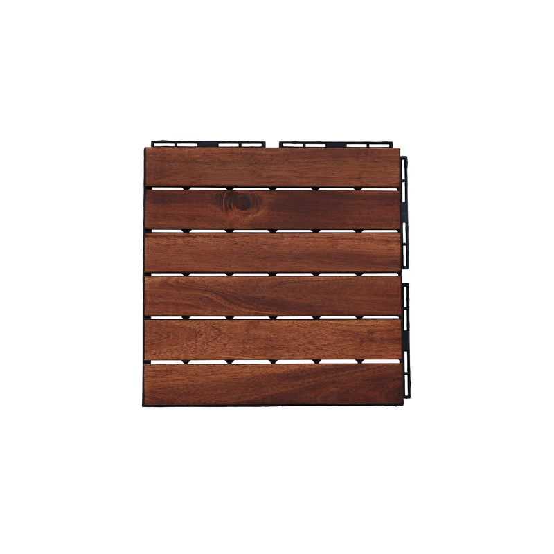 Interlocking Deck Tiles Striped Pattern, Square Acacia Hardwood Outdoor Flooring For Patio, Bancony, Pool Side by HouseOfZazla